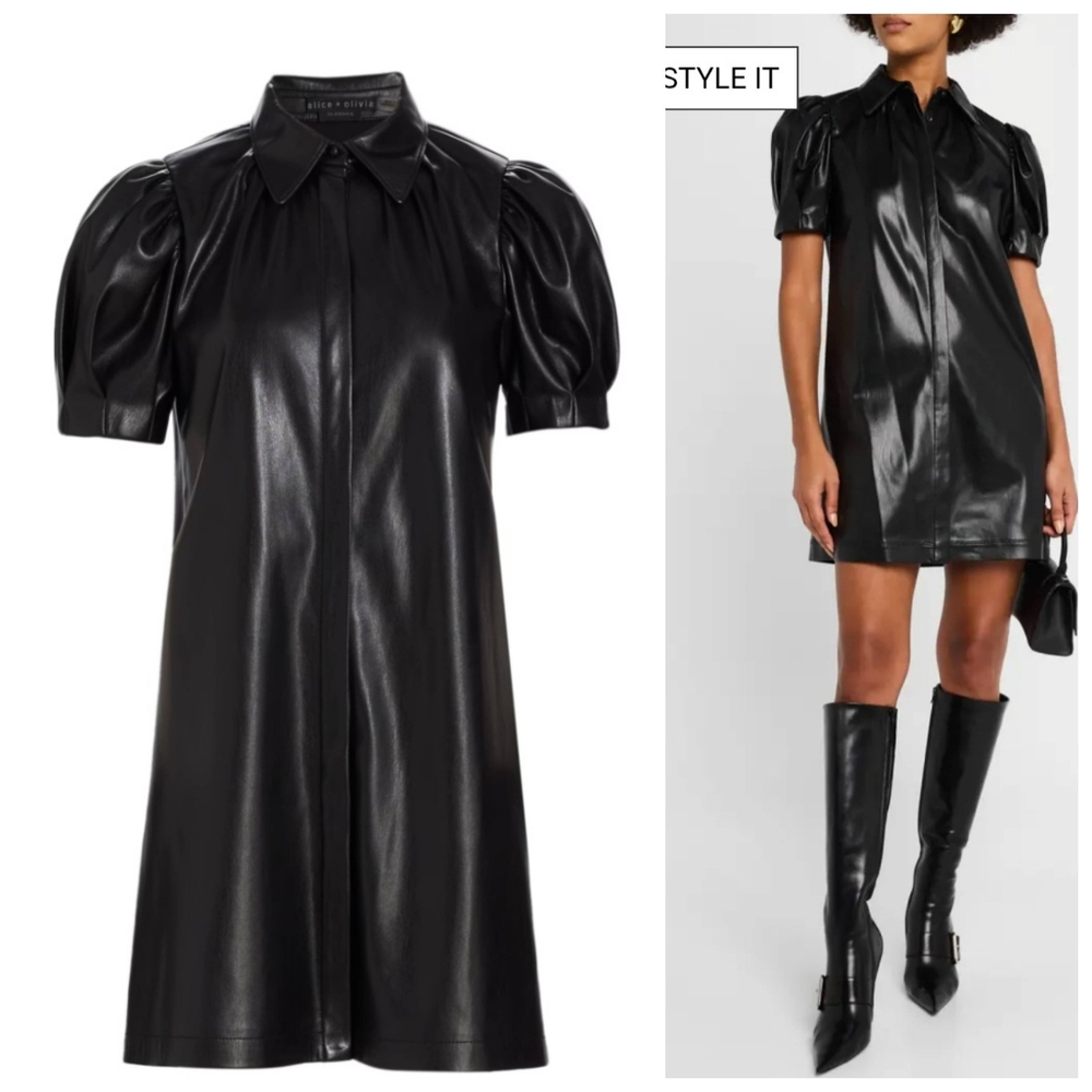 Alice + Olivia jem vegan leather mini shift dress - Picture 4 of 16